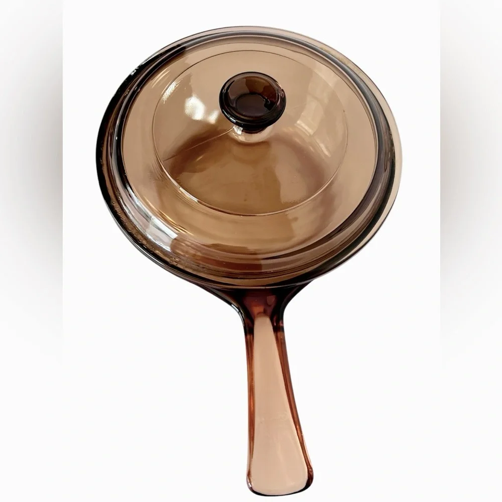 Vintage 1980’s Amber Brown Vision Corningware .5 Liter Covered Sauce Pot.